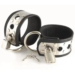 Rimba Leather Wrist Cuffs With Metal And Padlocks Handcuffs & Restraints, Wrist And Ankle Black Handcuffs & Restraints